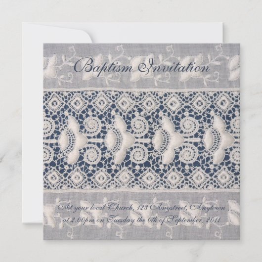 Antiek embroidery baptism-uitnodiging (meisje) kaart (Voorkant)