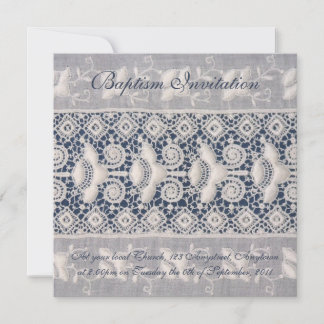 Antiek embroidery baptism-uitnodiging (meisje) kaart