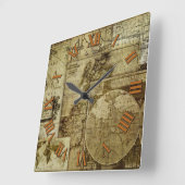 Antiek en oude wereldkaarten vierkante klok (Hoek)