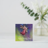 *~* Antiek engel die misbruikt kind redt Vierkante Visitekaartje (Staand voorkant)