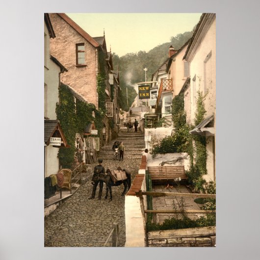 Antiek Engeland, Clovelly High Street, Devon Poster (Voorkant)