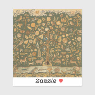 Antiek Engels Naaldkant Boom des Levens & Eenhoorn Sticker