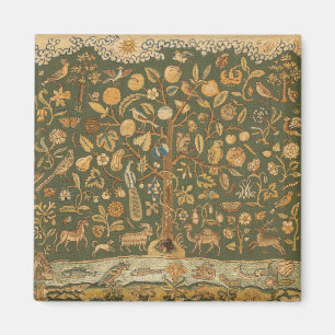 Antiek Engels Naaldkantwerk Boom des Levens & Eenh Magneet