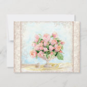 Antiek Engels Roos Floral Swirl Wedding Kaart (Achterkant)