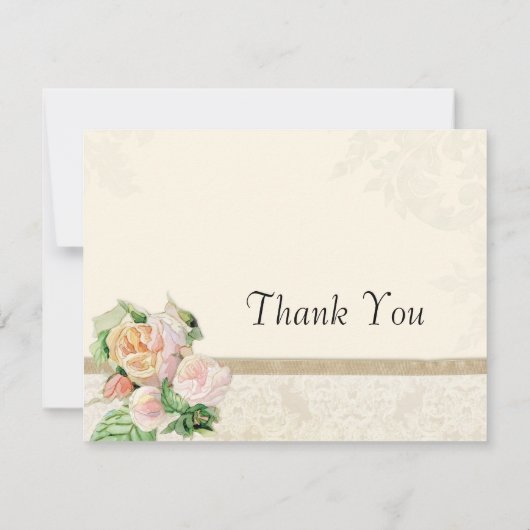 Antiek Engels Roos - Tan bedankje Kaarten (Achterkant)