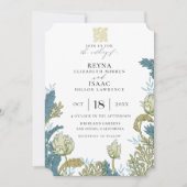 Antiek Engelse Bloemen Huwelijk Kaart (Voorkant)