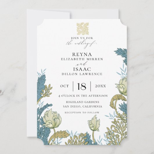 Antiek Engelse Bloemen Huwelijk Kaart (Voorkant)