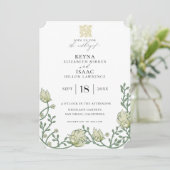 Antiek Engelse Ivy Wedding Kaart (Staand voorkant)