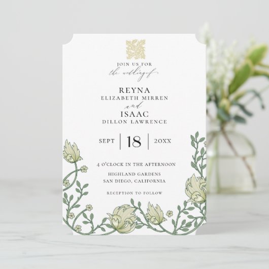 Antiek Engelse Ivy Wedding Kaart (Staand voorkant)