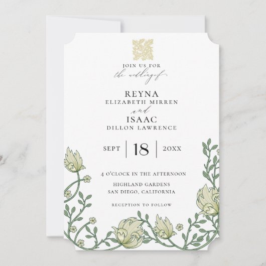 Antiek Engelse Ivy Wedding Kaart (Voorkant)