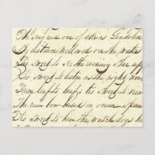 Antiek Ephemera Cursieve Calligrafie Script Poetry Briefkaart