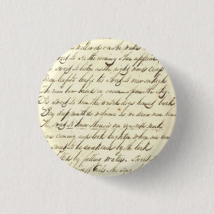 Antiek Ephemera Cursive Calligraphy Script Sample Ronde Button 3,2 Cm