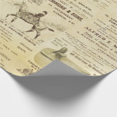 Antiek  Ephemera Lady Equestrian Ads Cadeaupapier (Hoek)