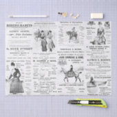 Antiek Ephemera Lady Equestrian Ads Tissuepapier (Craft)