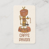 Antiek Espresso Machine Cafe Coffee Waterverf Visitekaartje (Voorkant)