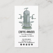 Antiek Espresso Machine Cafe Coffee Waterverf Visitekaartje (Achterkant)
