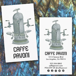 Antiek Espresso Machine Cafe Coffee Waterverf Visitekaartje