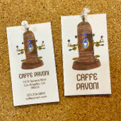 Antiek Espresso Machine Cafe Coffee Waterverf Visitekaartje