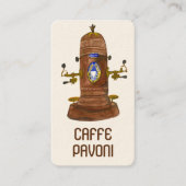 Antiek Espresso Machine Cafe Coffee Waterverf Visitekaartje (Voorkant)