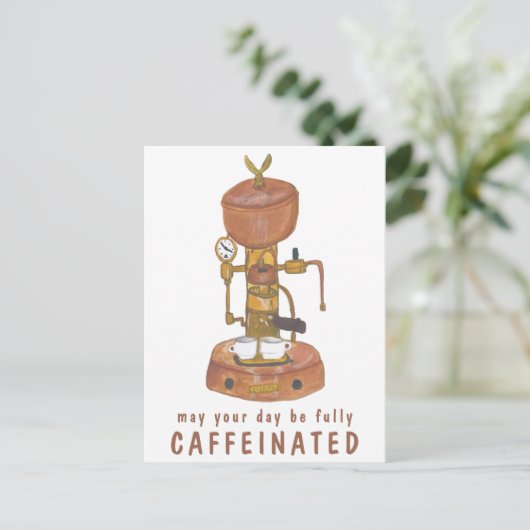 Antiek Espresso-systeemkoffie AANGEPASTE IT Funger Briefkaart (Staand voorkant)