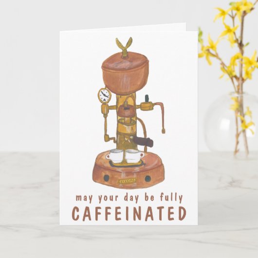 Antiek Espresso-systeemkoffie AANGEPASTE IT Funger Kaart (Gele Bloem)