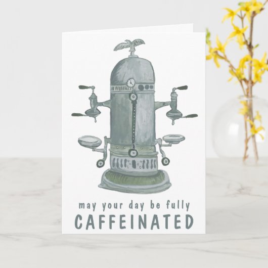 Antiek Espresso-systeemkoffie AANGEPASTE IT Funger Kaart (Gele Bloem)