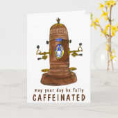 Antiek Espresso-systeemkoffie AANGEPASTE IT Funger Kaart (Gele Bloem)