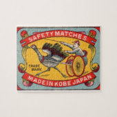 Antiek etiket op doos Ostrich Harness Racing Kobe Legpuzzel (Horizontaal)