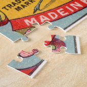 Antiek etiket op doos Ostrich Harness Racing Kobe Legpuzzel (Zijkant)