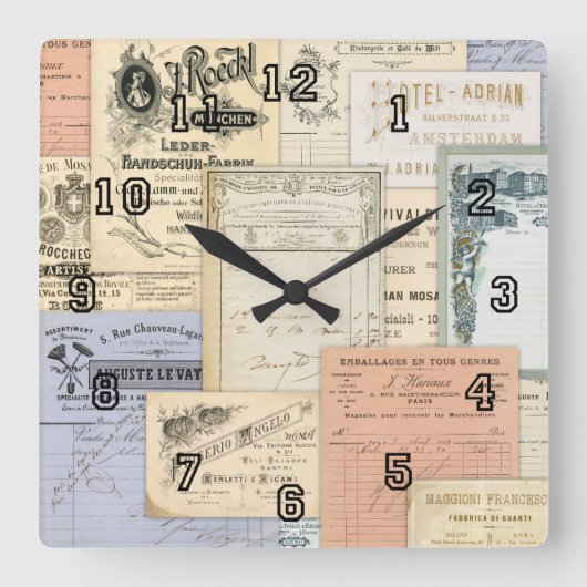 Antiek Europees Ephemera Parijs Amsterdam Vierkante Klok (Voorkant)