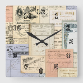 Antiek Europees Ephemera Parijs Amsterdam Vierkante Klok