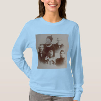 Antiek Familie Collage Foto B&W Afbeelding Lange M T-shirt