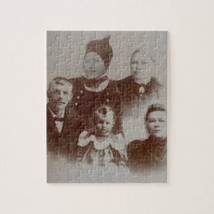Antiek Familie Collage Foto B & W Afbeelding Legpuzzel