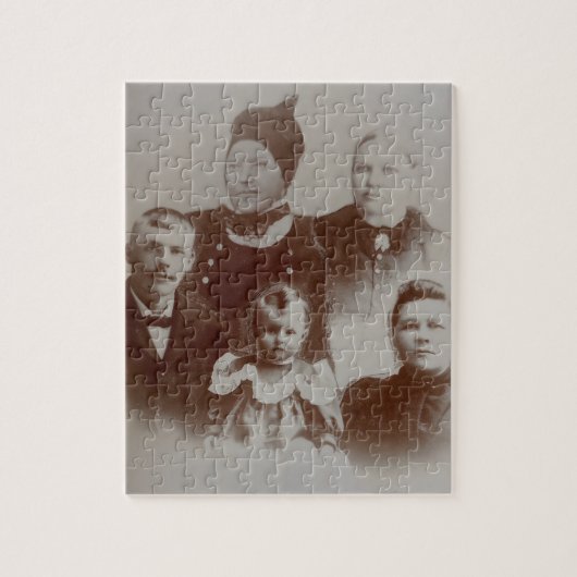 Antiek Familie Collage Foto B & W Afbeelding Legpuzzel (Verticaal)