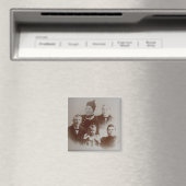 Antiek Familie Collage Foto B & W Afbeelding Magneet (Insitu (Vaatwasser))