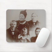 Antiek Familie Collage Foto B & W Afbeelding Muismat (Met muis)