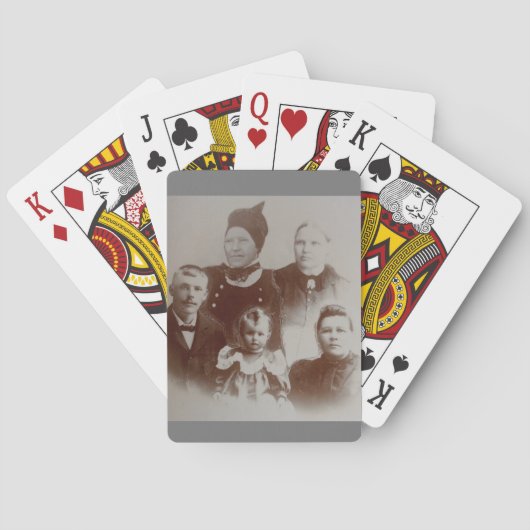 Antiek Familie Collage Foto B & W Afbeelding Pokerkaarten (Achterkant)