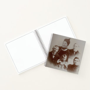 Antiek Familie Collage Foto B&W Afbeelding Schetsb Notitieboek