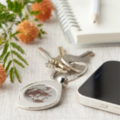 Antiek Familie Collage Foto B & W Afbeelding Sleutelhanger (Zijkant)