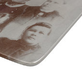 Antiek Familie Collage Foto B & W Afbeelding Snijplank (Hoek)