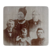 Antiek Familie Collage Foto B & W Afbeelding Snijplank (Voorkant)