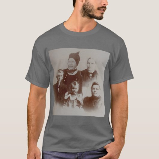 Antiek Familie Collage Foto B & W Afbeelding T-shirt (Voorkant)