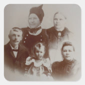 Antiek Familie Collage Foto B & W Afbeelding Vierkante Sticker (Voorkant)
