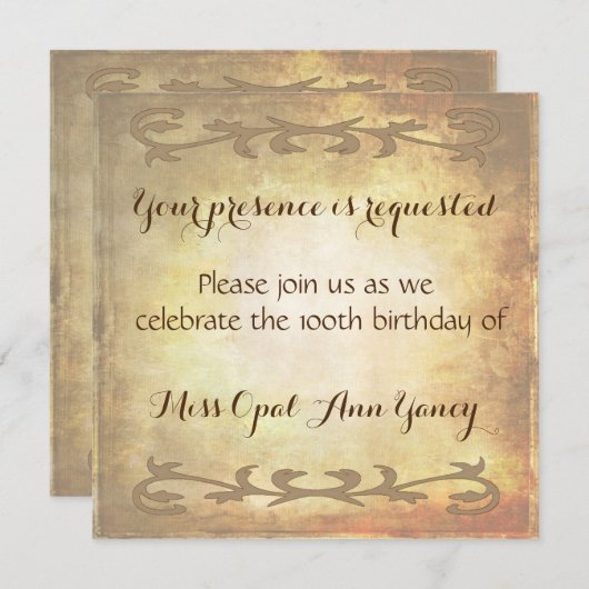  Antiek Fancy Scroll Faded Parchment look Kaart (Voorkant / Achterkant)