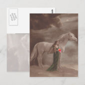 Antiek  Fantasy Night Dream Horse Briefkaart (Voorkant / Achterkant)
