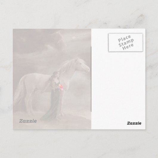 Antiek  Fantasy Night Dream Horse Briefkaart (Achterkant)