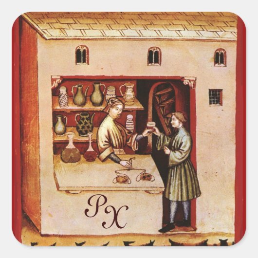 ANTIEK FARMACY Medicine, Geneesmiddelenwinkel, Mon Vierkante Sticker (Voorkant)