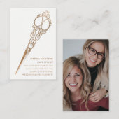 Antiek Faux Gold Shears Schaar Stylist Visitekaartje (Voorkant / Achterkant)
