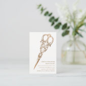 Antiek Faux Gold Shears Scissor 2 Stylist Visitekaartje (Staand voorkant)