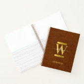 Antiek Faux Leather & Gold Monogram School Kantoor Notitieboek (Binnen)